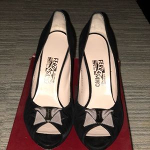 Salvatore Ferragamo peep toe shoe. Gently used.
